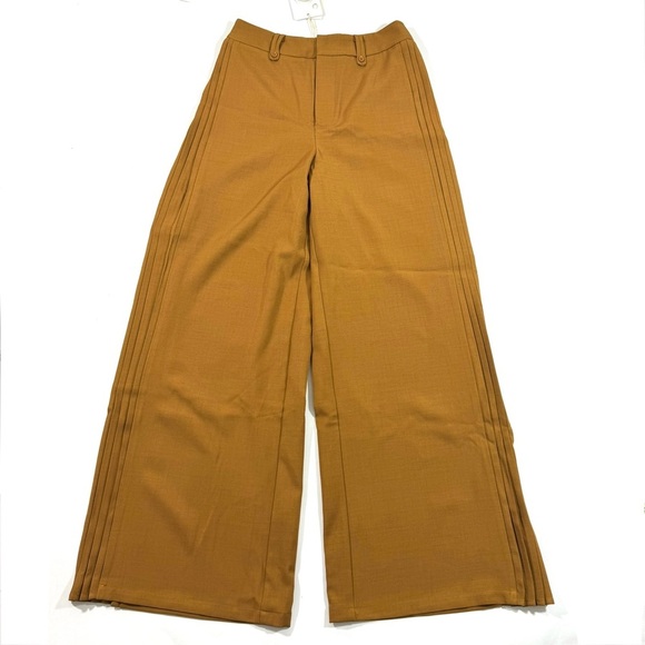 New Commense Side Pleated Wide-Leg Pants Rust Brown - Picture 1 of 8